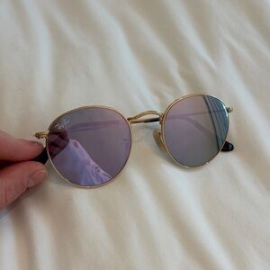 Ray-Ban Gold Sunglasses with Lavender Lenses